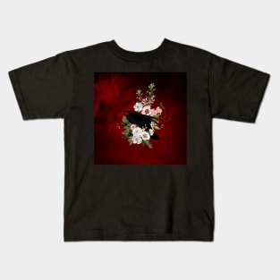 Crow with flowers Kids T-Shirt